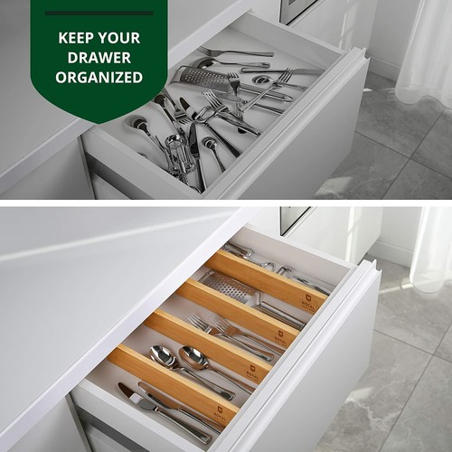 "Organizadores expandibles divisores de cajón de cocina de bambú juego ajustable de 4, 17-22" - Imagen 8 de 8