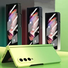 For Samsung Z Fold 5/4/3/2 5G Hinge Gradient Glass Screen Slim Hard Armor Case