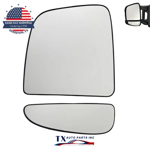 For 14-24 RAM PROMASTER Driver Side Upper Mirror Glass & Spotter Long Arm Heated