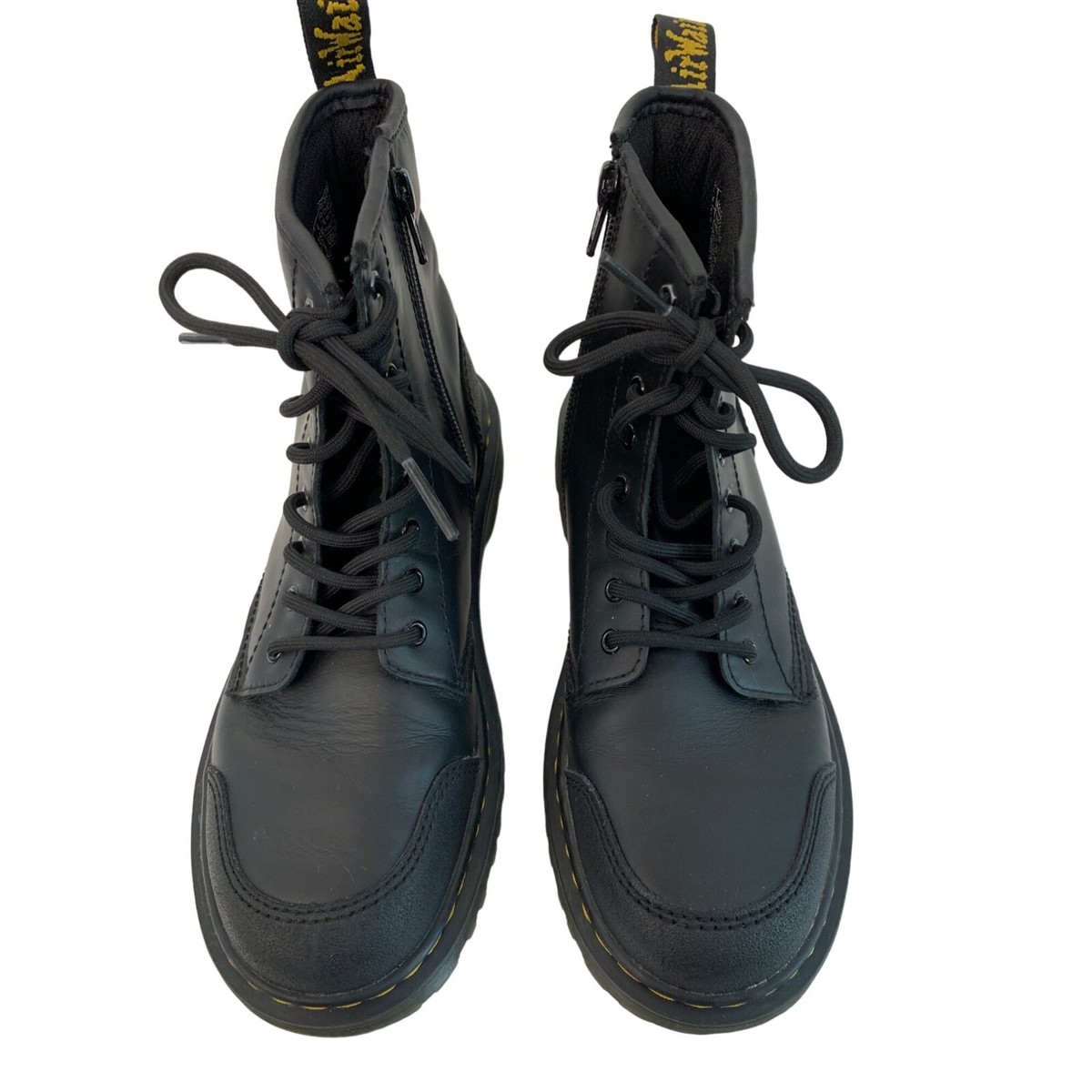 Dr. Martens 1460 Overlay Junior Black Leather Combat Boots Size 5