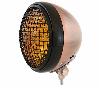 7'' Bottom Mount Motorcycle H4 Halogen Headlight w/ Grill - Bronze Black Amber