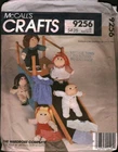 9256 Vintage McCalls Sewing Pattern Stuffed Soft Sculptured Doll Clothes 16" OOP