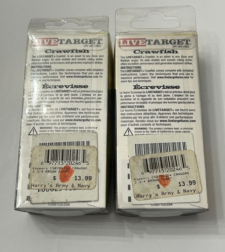 Koppers Live Target Crawfish 4’-5’ Dive Depth Fishing Lures NEW Brown/Chartreuse - Picture 5 of 7