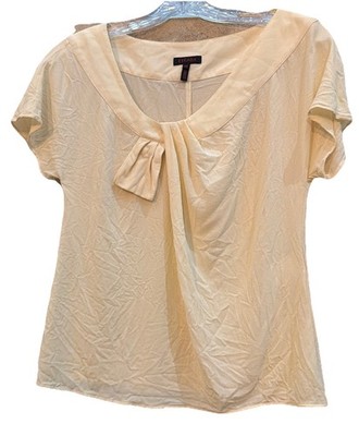 Vintage Escada Blouse 100% SILK White Chiffon Detailed Collar Shirt Top Size 34