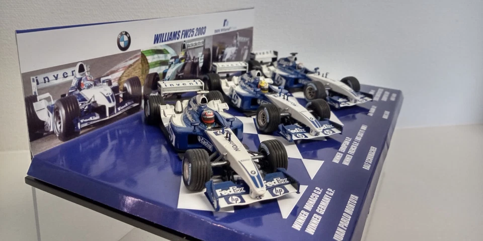 1:43 SET 3 AUTO WILLIAMS BMW FW25 2003 MONTOYA SCHUMACHER GENE 2° COSTRUTTORI - Immagine 4 di 4