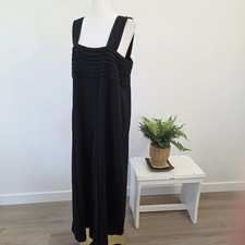 Alpha 60 Black Wide Leg Jumpsuit Sz L Silk Bl...