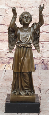 Exquisite Baby Engel Bronze Statue Heißgegossen Signierte Rauch Kunstwerk Dekor