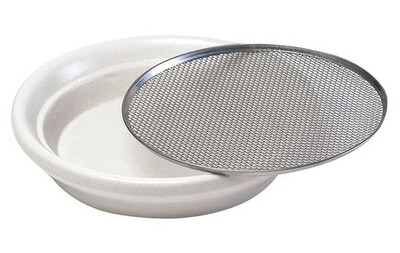 Eschenfelder Kressesieb Keramikschale, Sieb aus Edelstahl, weiß, 12 cm, B-Ware