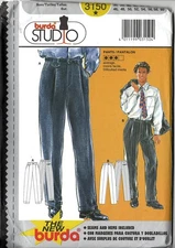 Burda 3150 Studio Sewing Pattern- Men's Pants-Uncut New, Sizes 36-50 Mens