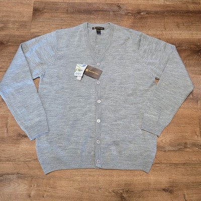 NWT!! Classic Gray Large Men's Cardigan by Harriton