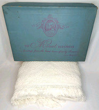 VTG 50s Morgan Jones Minuet Bedspread Hobnail Popcorn Chenille Fringe White USA