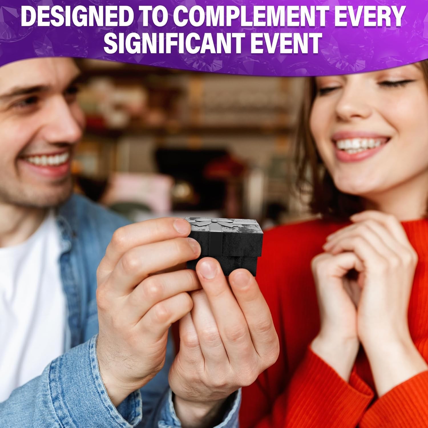 KETAR Ring Boxes Bulk Pack 24 Pcs – Small Box, 1.57x1.57'', Black 