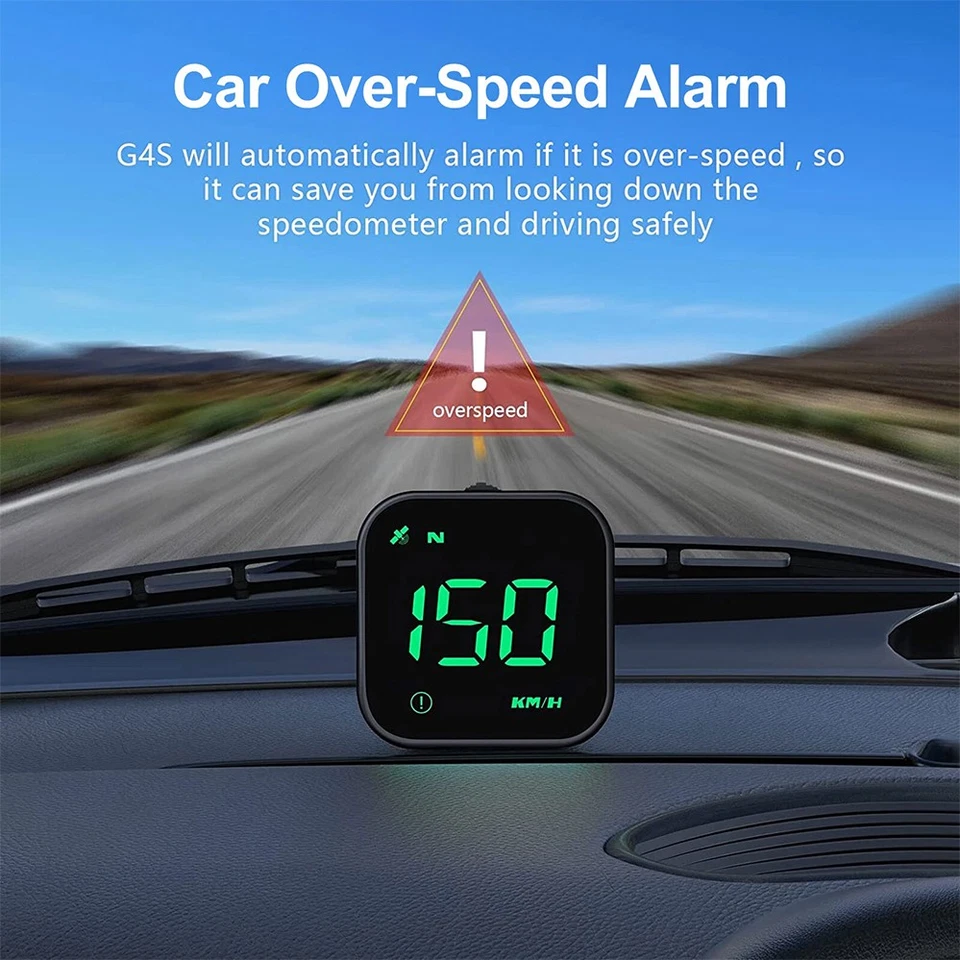 Speedometer MPH KMH GPS Head Up Display Digital Compass Car HUD Overspeed Alarm - image 4 of 4