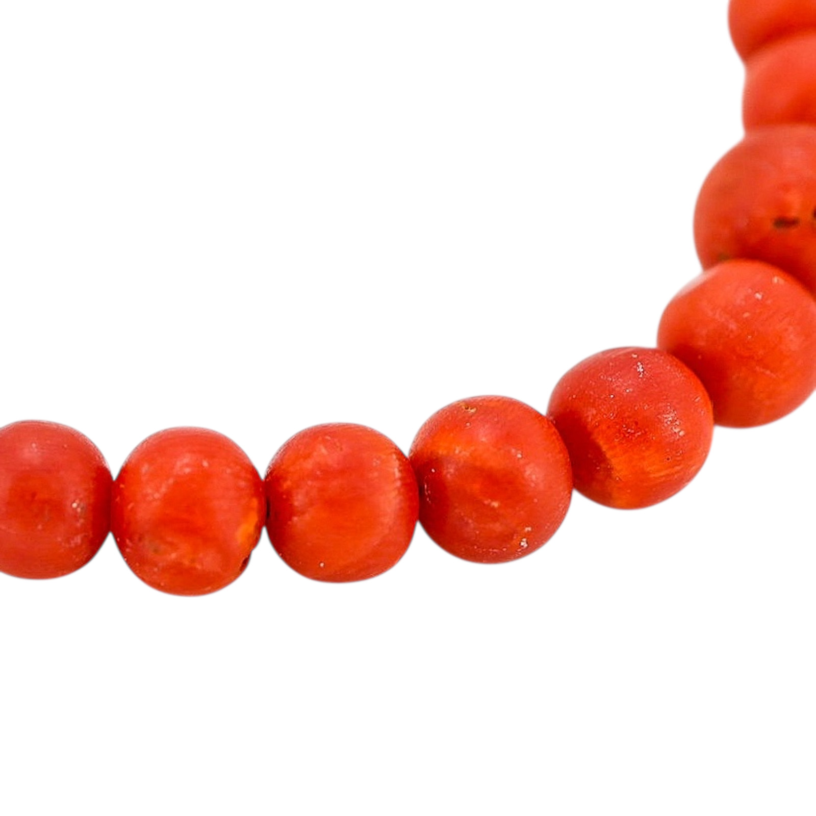 Vintage Mediterranean Red Coral Graduated Bead Necklace 20” Natural Undyed Coral