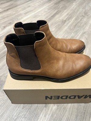 MADDEN MAXXIN MID HEIGHT MEN'S CHELSEA BOOTS COLOR COGNAC SUEDE SIZE 9.5