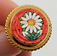 Micro Mosaic Daisy Flower Ring Marked Italy Size O