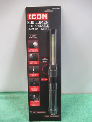 ICON 800 Lumen LED Rechargeable Magnetic Handheld Foldable Slim Bar Work Light