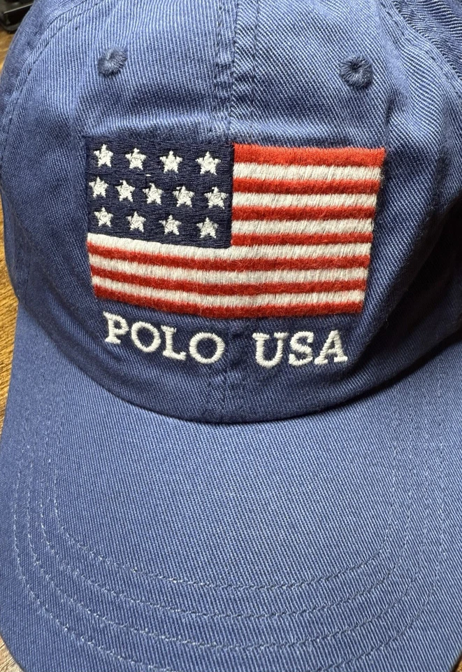 NUEVO CON ETIQUETAS Polo Ralph Lauren Bandera EE. UU. Algodón Sarga Gorra de Baile Niños Talla (8-20) 56 cm Foto 4 de 4