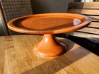 Bauer Vintage Monterey Pedestal Cake Plate Red Brown  ** Rare **
