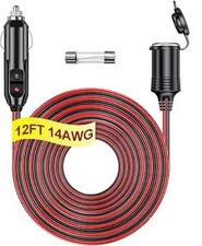12V/24V Heavy Duty Cigarette Lighter Extension Cord 12FT 14AW Size: 12FT 14AWG