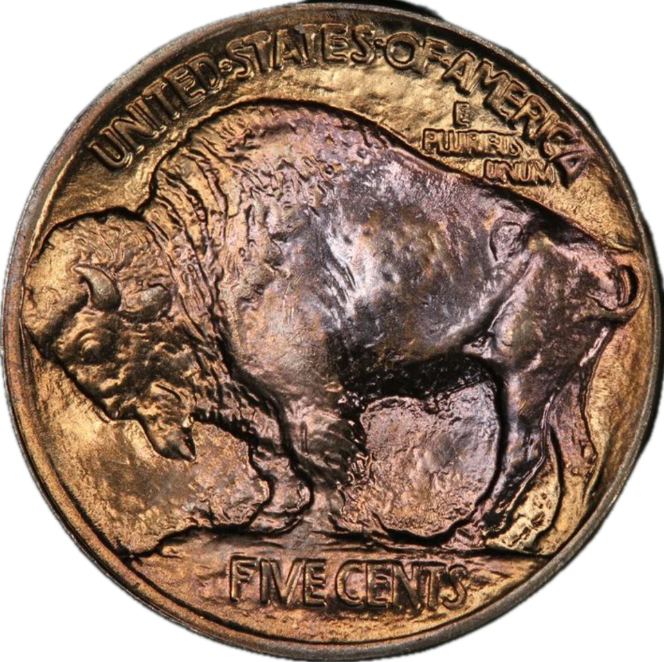 1913 BUFFALO NICKEL 5C PCGS MS67+ CAC TYPE 1 GEM UNCIRCULATED BU TONED (N51) - Image 3 of 4