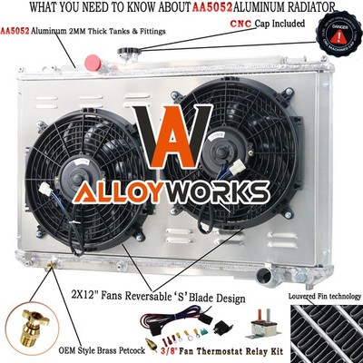 3 Row Radiator+Shroud Fan fit 96-2001 TOYOTA MARK II Chaser JZX100 1JZ-GTE 2.5L