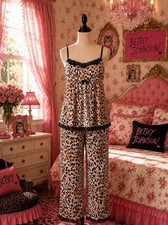 Vintage Y2K Betsey Johnson Intimates Leopard pajamas Sleeveless XL