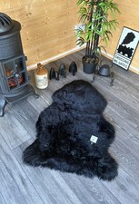 Schwarzer Lammfellteppich | Plüsch Schlafzimmerteppich | Woolmark zertifiziert Brandneu mit Etikett Groß Original