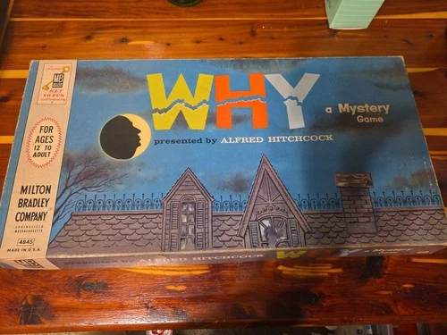 WHY Mystery Board Game By Alfred Hitchcock Vintage 1958 Milton Bradley Read