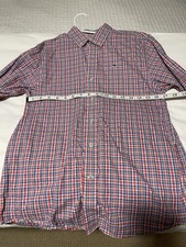 Vineyard Vines Whale Shirt Boys Plaid Button-Up Red Blue 100% Cotton Size M