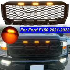 Front Grille For 2021 2022 2023 Ford F150 Raptor Style Matte Black W/Lettter ABS