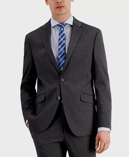Kenneth Cole Reaction Men's Techni-Cole Suit Separate Jacket, Dark Gray, 42R