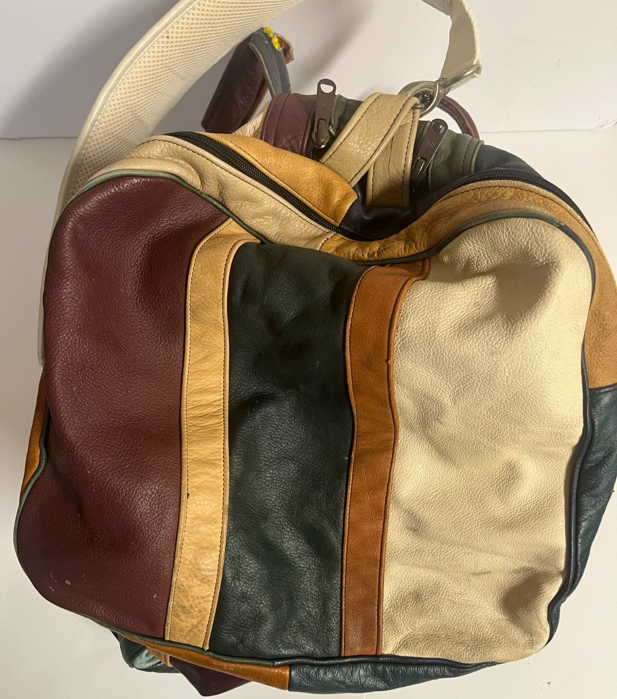 Vintage LEATHER PATCHWORK Large Shoulder Crossbod… - image 22