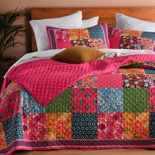 King Quilt Set for Bed - 100 Cotton Quilts Patchwork Comforter Coverlet Beds...