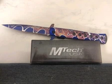 MTech Spring Assisted Folding Knife 4" 3Cr13MoV SS Blade. Purple 