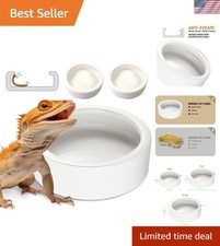Elegant Anti-Escape Reptile Food Dish Set - 2.75in Ceramic Bowls for Small Pets