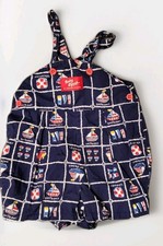 Vintage Baby B'Gosh Oshkosh Overalls Shortalls Romper 3-6 Mo Blue Sailboats 90s