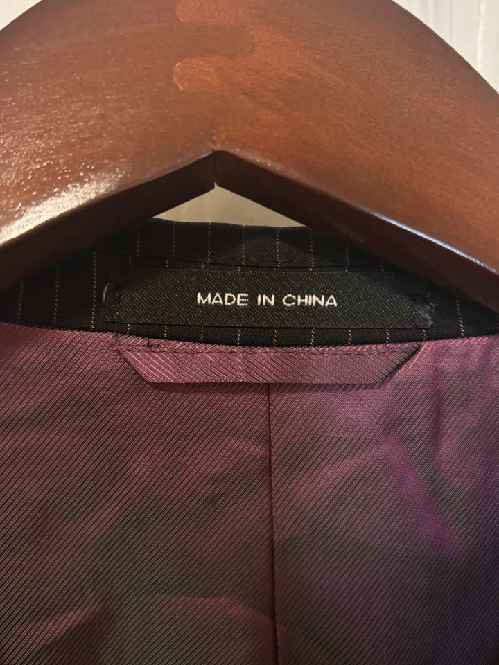 Traje Sean John Para Hombre 44L Negro Rayas Botón Pico Solapa 100% Lana Pantalón (Leer) Foto 3 de 4