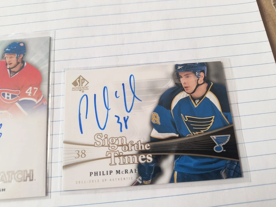 2011-12 sp authentic hockey 2 autograph card lot - Image 3 of 4