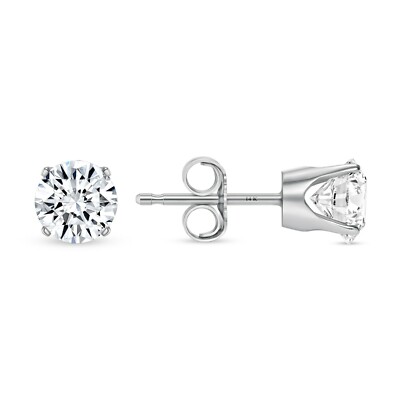 1,25 ct runde im Labor hergestellte gewachsene Diamant-Ohrringe 14 K Weißgold F/VS Krone Druck