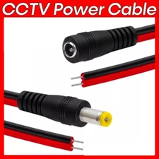 DC Power Pigtail Cable Plug 2.1mm x 5.5mm 12V 5A Male & Female Pack Lot