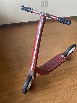 Vintage Original Radio Flyer Metal Push Scooter Red works Vintage Original Radio Flyer Metal Push Scooter Red works