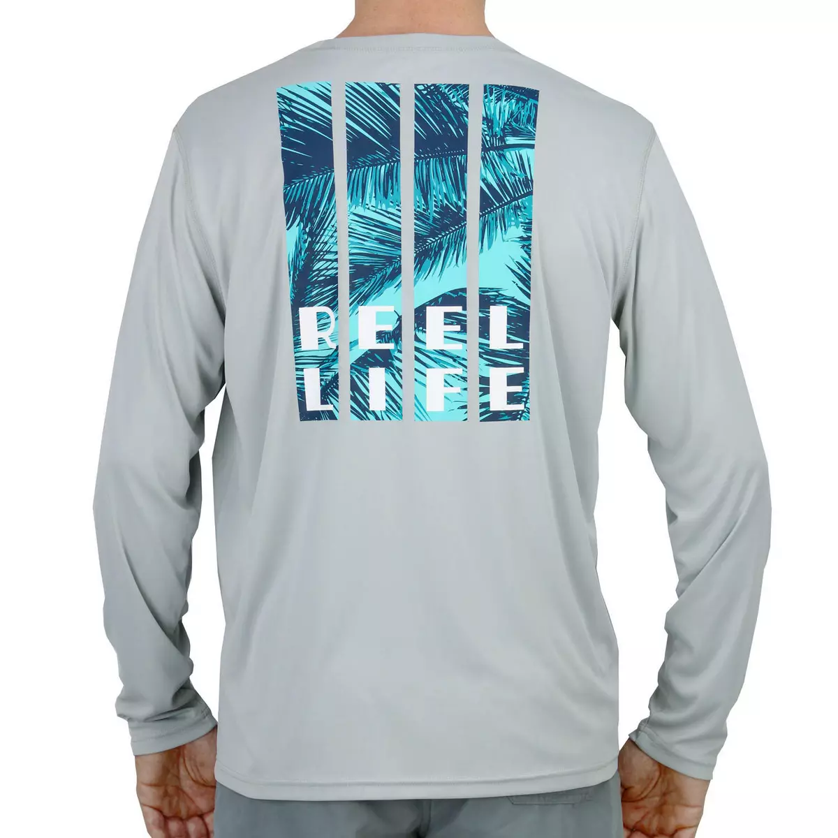 Mens Reel Life Long Sleeve UV Tee X-Large Straight Up Palms Vapor Blue NEW