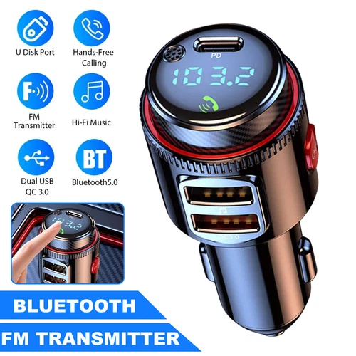 Car Bluetooth FM Transmitter PD 45W Car Charger Power Adapter Cigarette Lighter - Picture 1 of 14