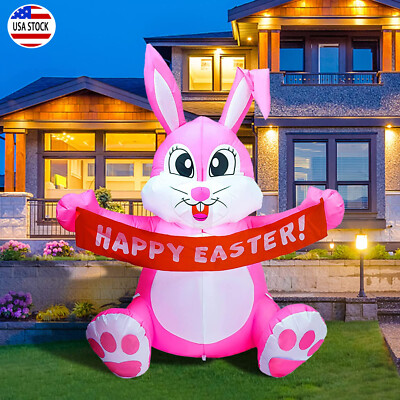 5’FT Easter Inflatables Outdoor Decorations Easter Bunny LED Blow Up Yard  Decor