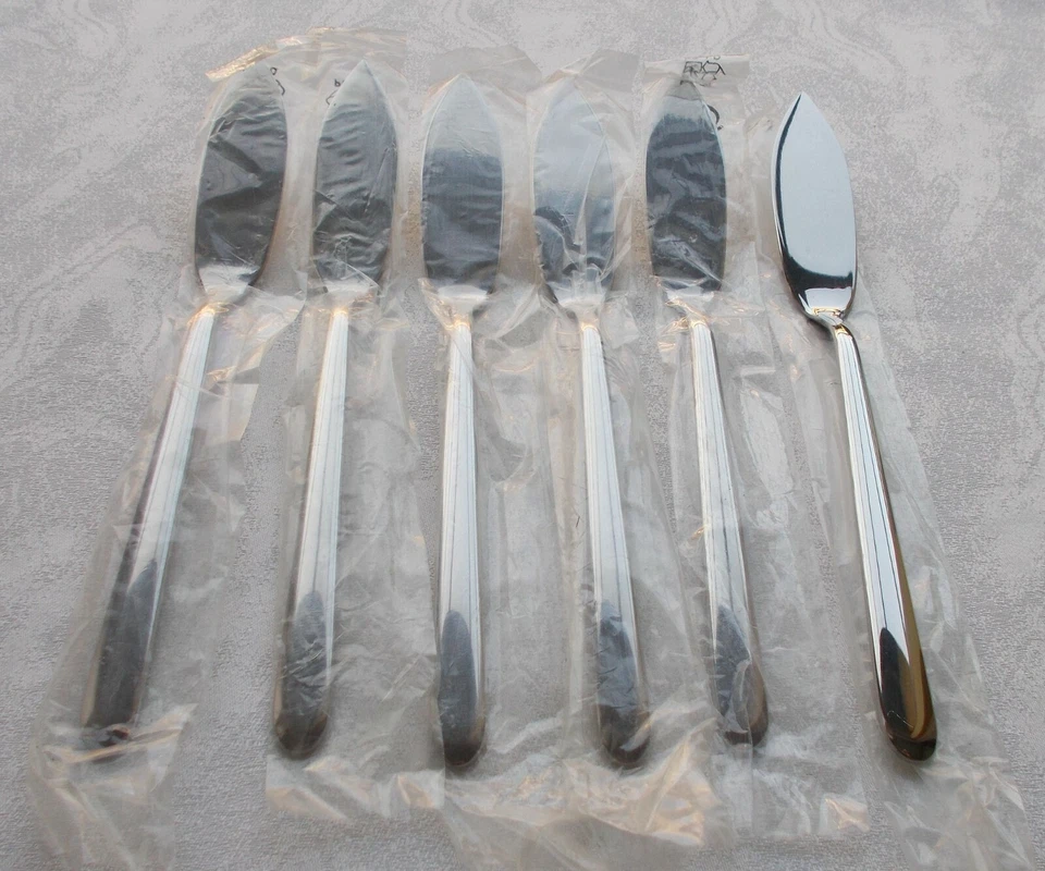 *RAR* BSF Chiaro poliert 6 Fischmesser Edelstahl 18/10 Fabrikneu OVP