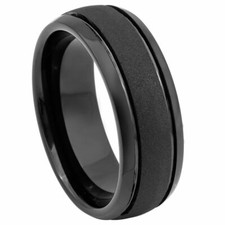8mm Tungsten Carbide Black Men's Women's Engagement Wedding Ring Band 7-15