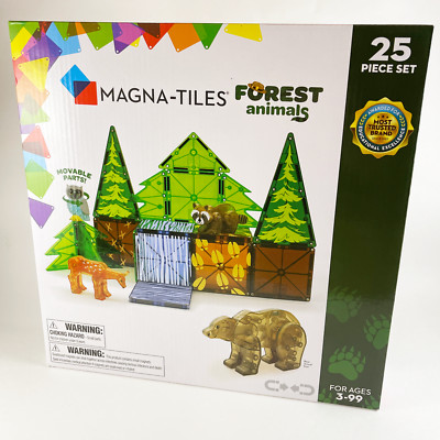 MAGNA-TILES Forest Animals 25-Piece Magnetic Construction Set, New