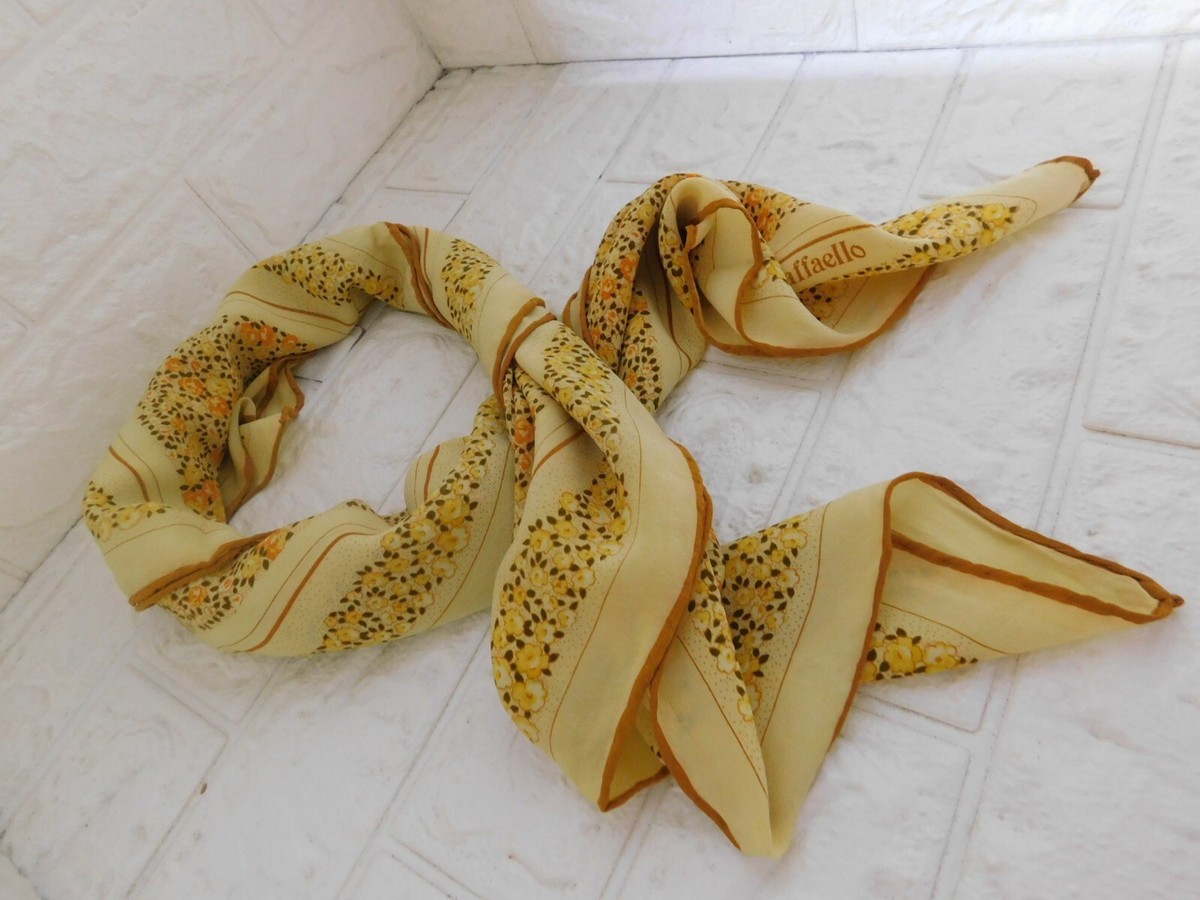 Foulard En Soie 100% Pure Vintage - 84x86 Cm - Multicolore Années 80 - Occasion Très Bon état