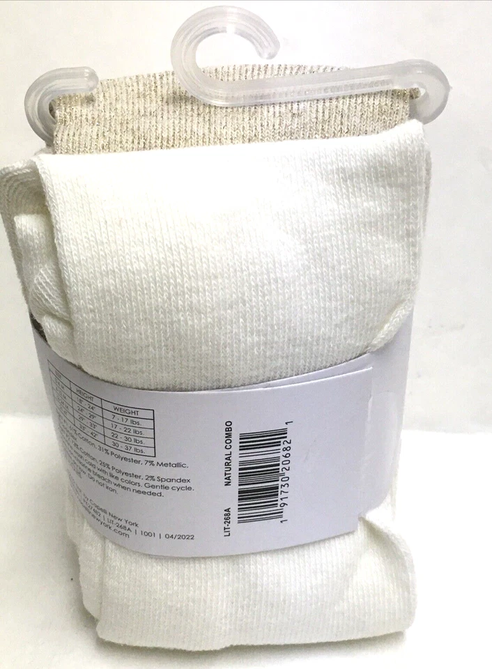 PACK OF 2 Girls Capelli NY Metallic Gold and Ivory Sweater Tights Size 2T-4T NIP - Image 3 of 3